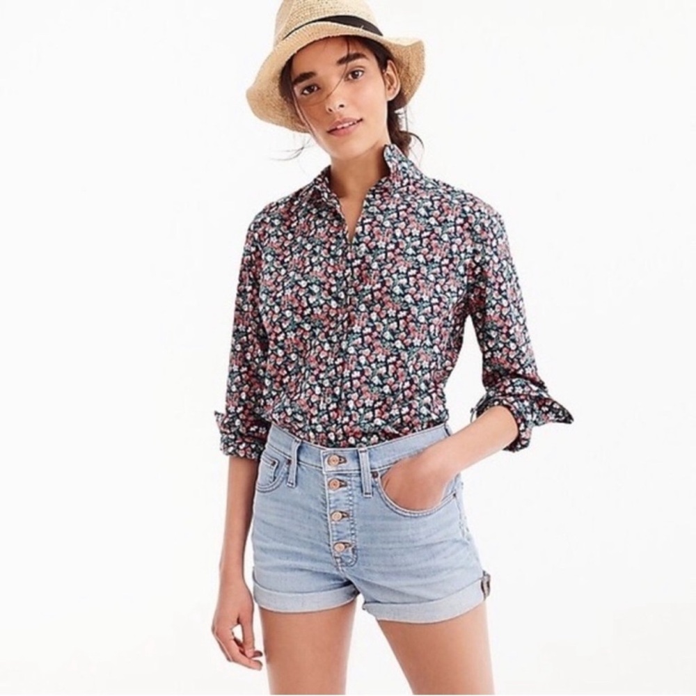 J. Crew X - Liberty Slim Perfect Button Up Shirt Sarah Floral Print Long 0